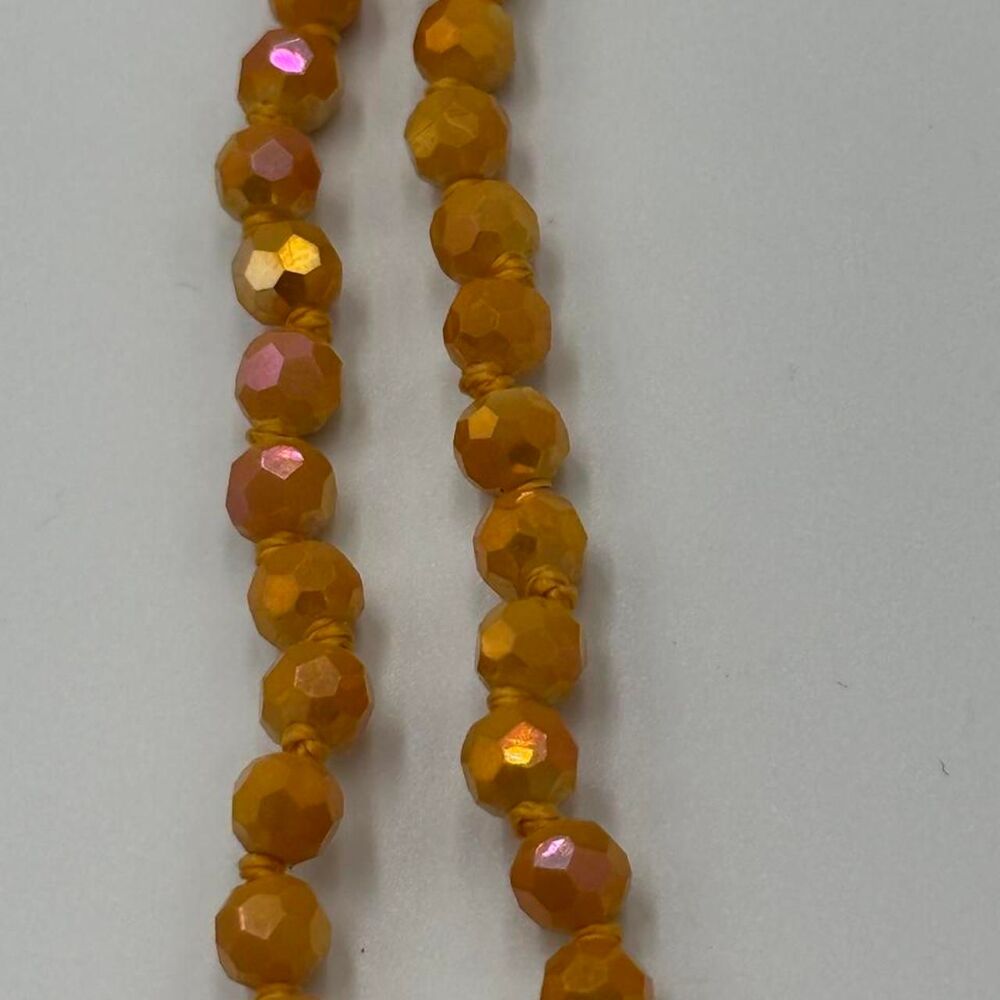 Yellow Beaded Necklace with Iridescent Sheen